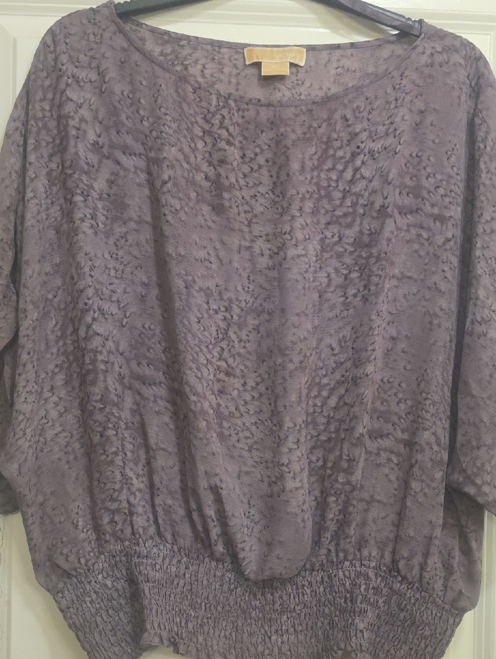 Michael Kors Lavender Textured Smocked-Hem Pullover